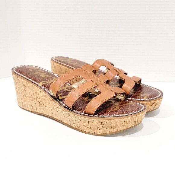 Sam Edelman Rolita Wedge Sandals Women's Size 10 M Brown Slip On Heels Strappy - Picture 2 of 11